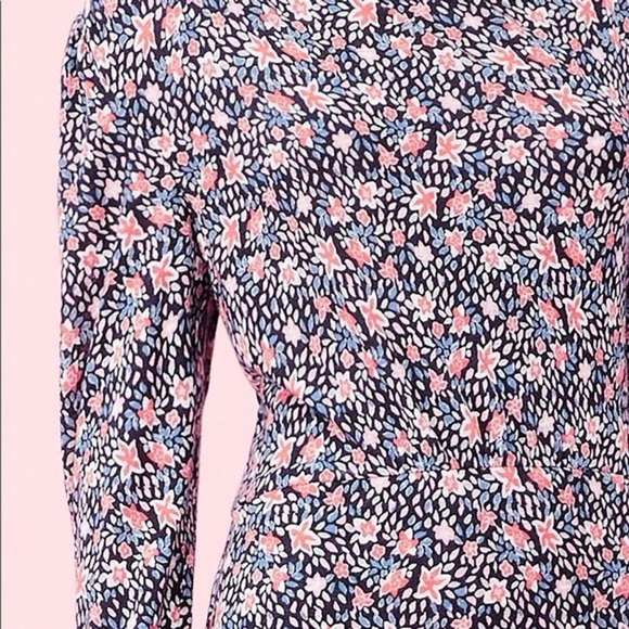 Rebecca Taylor Twilight Jersey Dress Long Sleeve Dark Navy Floral NWT - Picture 2 of 9